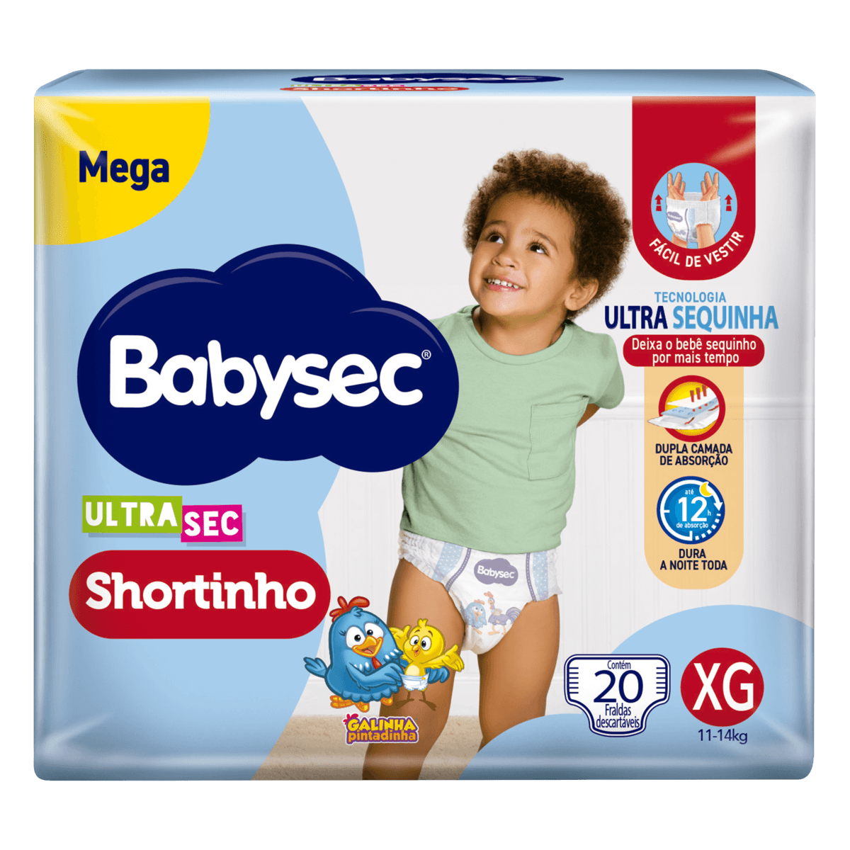 Fralda Descartável Infantil Shortinho Babysec Ultrasec XG 20 Unidades